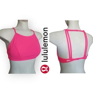 Lululemon bright neon pink halter strappy backed swim top Size 2 or 4 or XS
